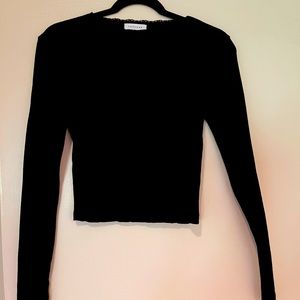 Top Shop black crop shirt with cute detail in fabric